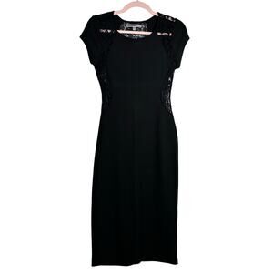 BAILEY BLU Black Short Sleeve Lace Bodycon Maxi Dress M